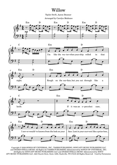 Willow (arr. Carolyn Medrano)