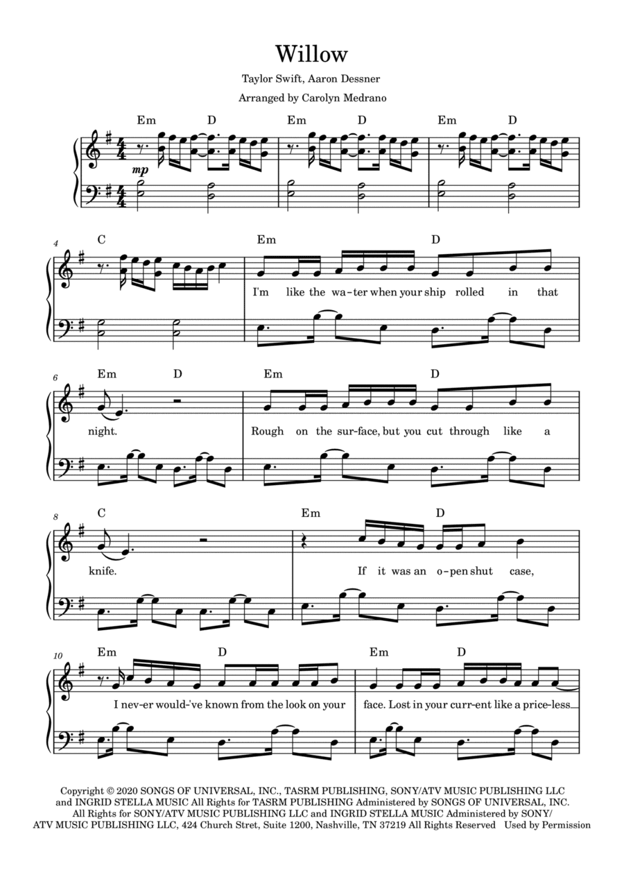 Willow (arr. Carolyn Medrano)