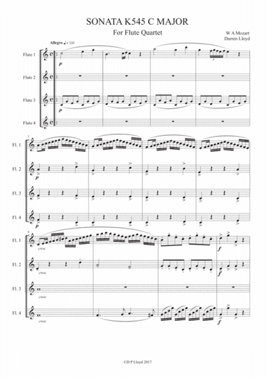 Sonata K545 - Flute quartet (arr. Darren Lloyd)