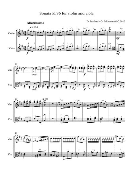 D. Scarlatti Sonata in D K.96 for violin and viola