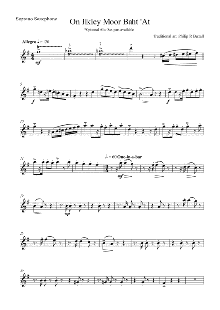 On Ilkley Moor Baht 'At (Saxophone Quartet / Quintet) - Set of Parts [x4 / 5]