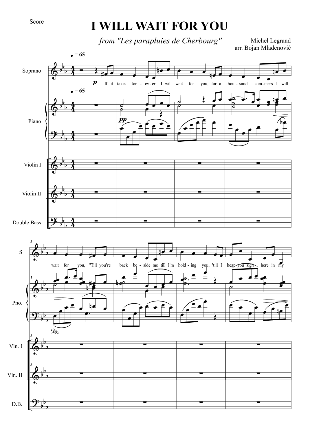 I Will Wait For You (arr. Bojan Mladenović)