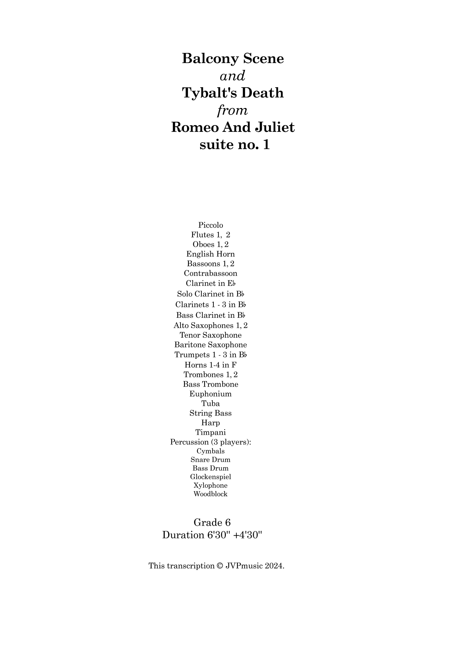 Balcony Scene and Tybalt's Death from Romeo And Juliet (arr. Jonas Viggo Pedersen)