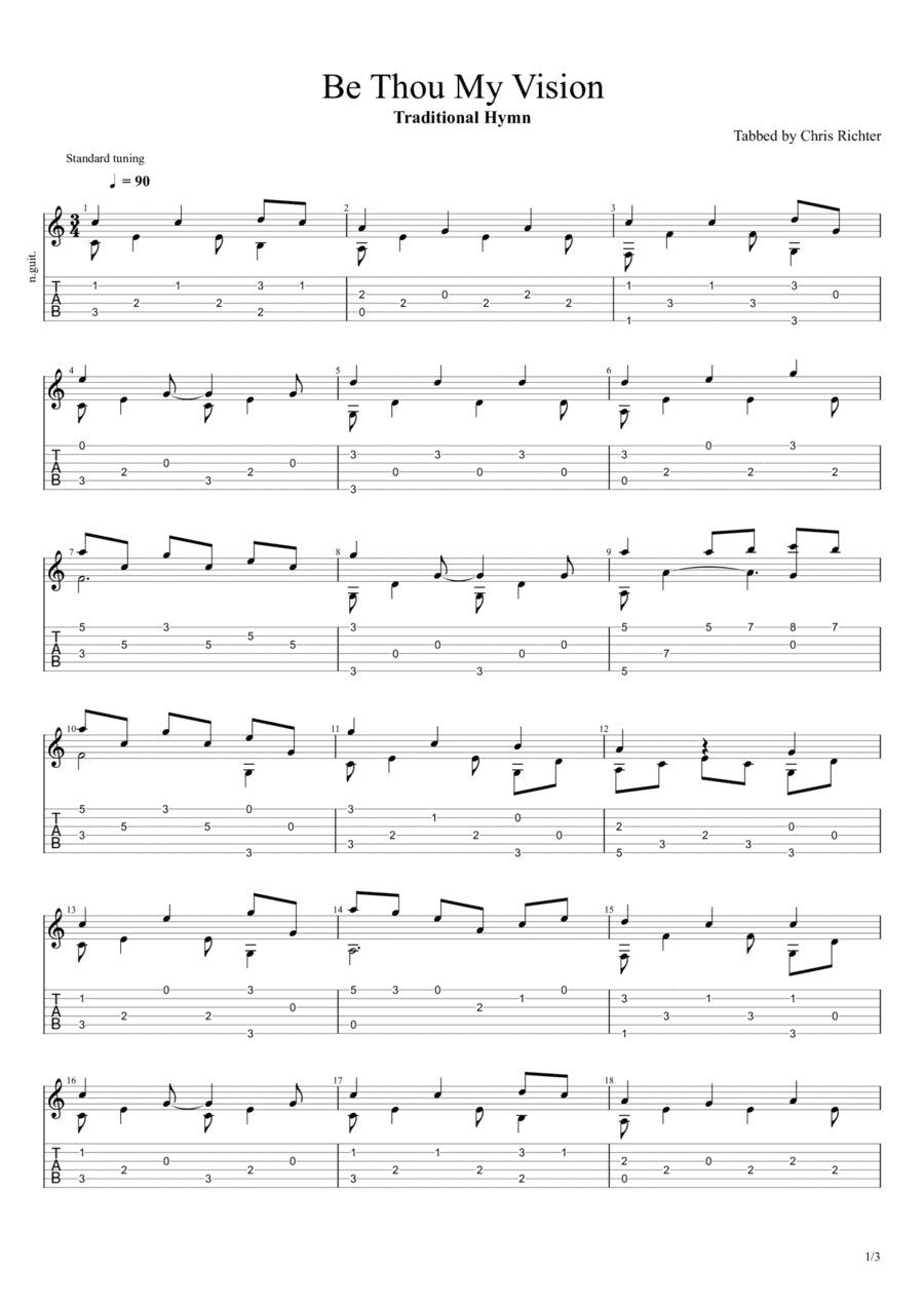 Be Thou My Vision (Solo Fingerstyle Guitar Tab) (arr. Chris Richter)