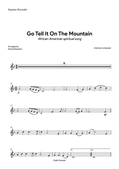 Go Tell It on the Mountain - with orchestral play along (arr. Samuel Sequeira)