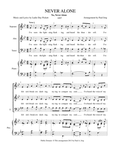NEVER ALONE - No, Never Alone (arr. Paul A. Jorg)