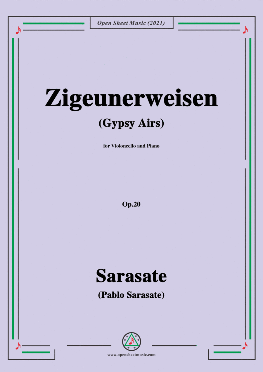 Sarasate-Zigeunerweisen(Gypsy Airs),Op.20,for Cello and Piano (arr. Open Cloud)