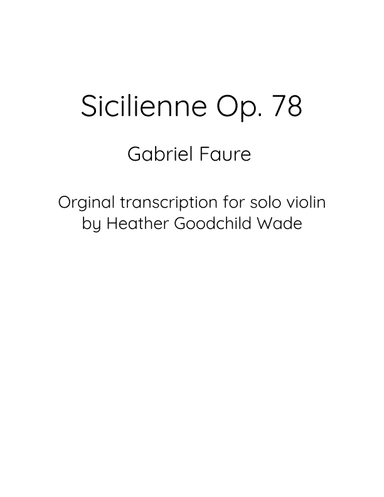 Sicilienne (arr. Heather Goodchild Wade)