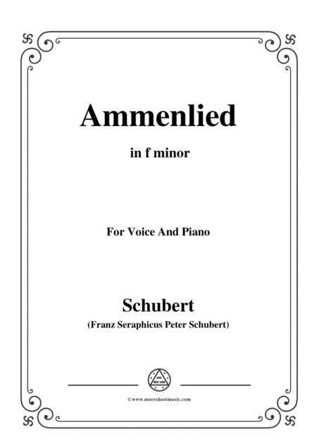 Schubert-Ammenlied in f minor,for voice and piano (arr. MSM)