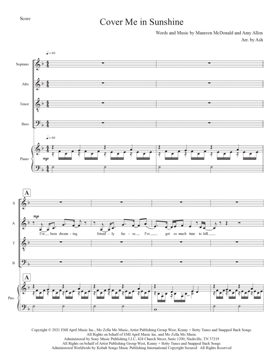 Cover Me In Sunshine (arr. Ash)