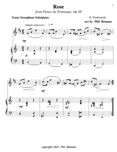 Rose-Noskowski- Tenor Saxophone-Piano (arr. Phil Beaman)