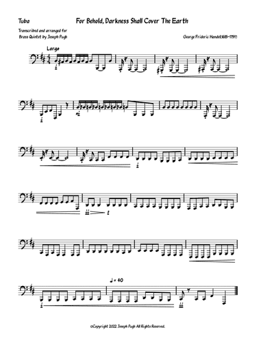 Messiah(For Behold, Darkness Shall Cover The Earth)Brass Quintet (arr. Joseph Pugh)