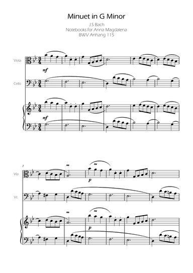 Minuet in G minor BWV Anh. 115 - Bach - Viola and Cello (arr. Ygor Nunes Silva)
