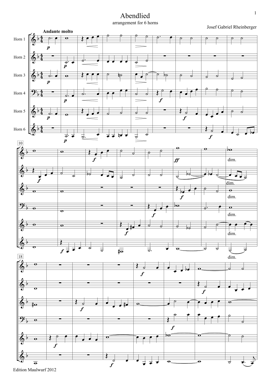 Abendlied (arr. Edition Maulwurf)
