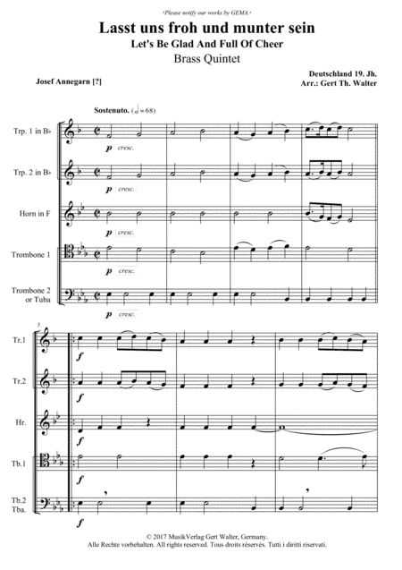 Let's Be Glad And Full Of Cheer (arr. Gert Th. Walter)