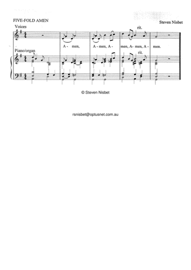 Five-fold Amen (Unison for congregations)