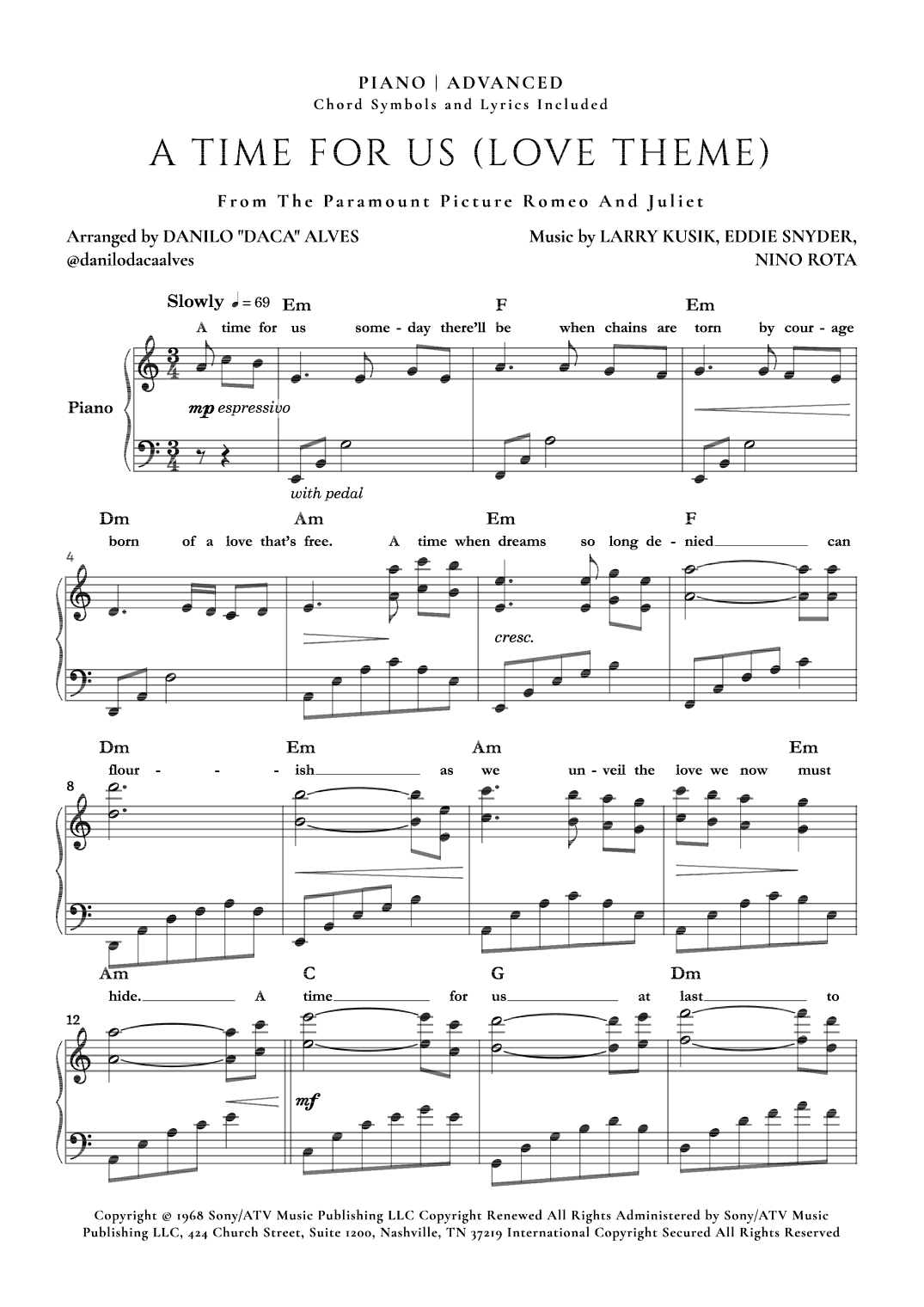 A Time For Us (love Theme) (arr. Danilo "Daca" Alves)
