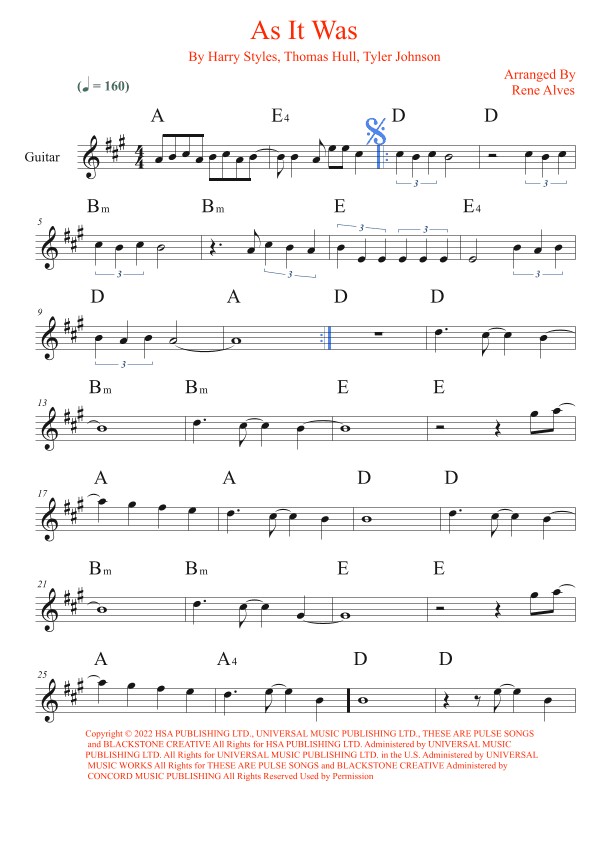 As It Was (arr. Rene Alves)