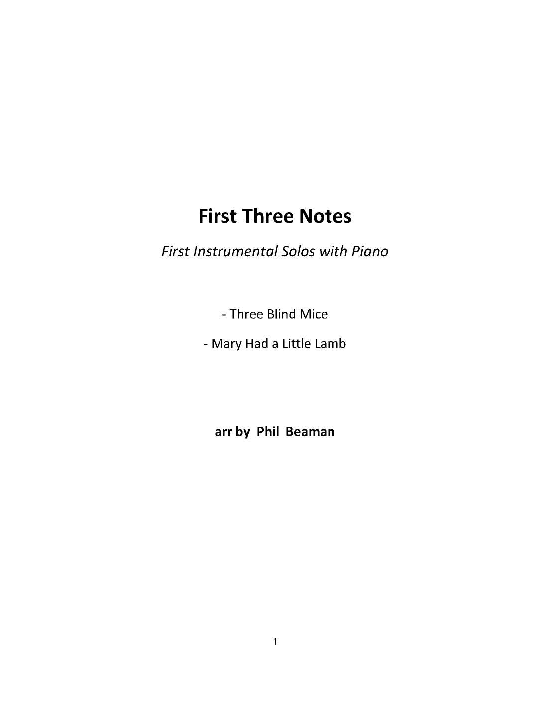 First Three Notes - Three Blind Mice - Mary Had a Little Lamb - trumpet and piano (arr. Phil Beaman)