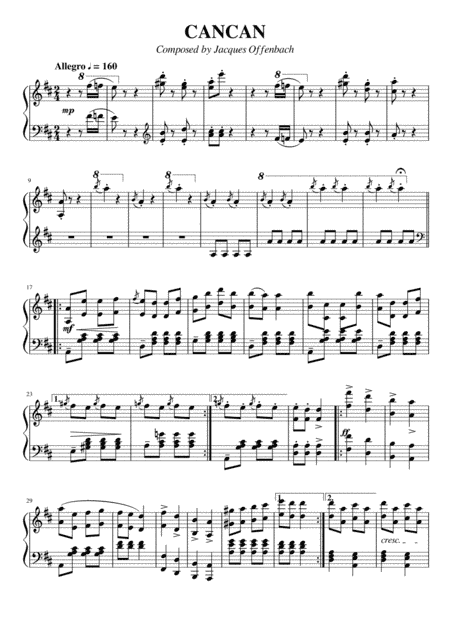 Can Can by Jacques Offenbach Medium Difficulty Arranged by Nikita Khryapin (arr. Nikita Khryapin)