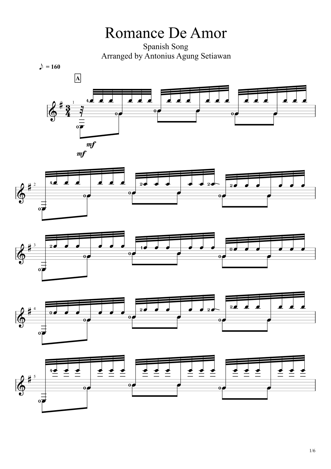 Romance De Amor Tremolo (arr. Antonius Agung Setiawan)