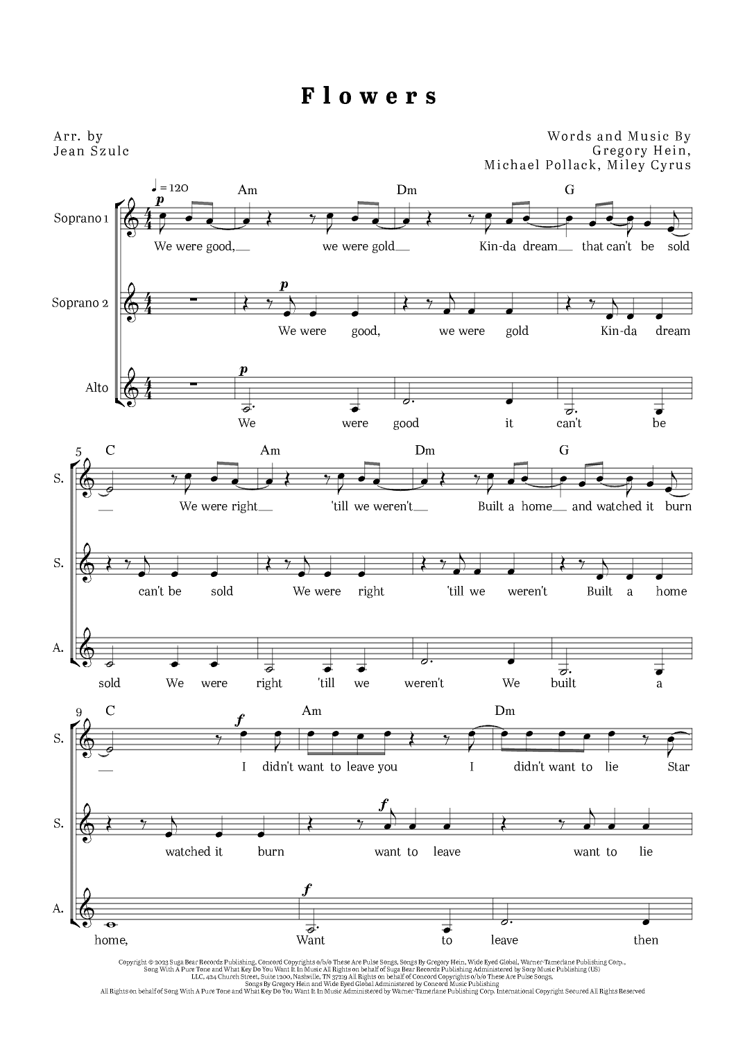 Flowers (arr. Jean Szulc)