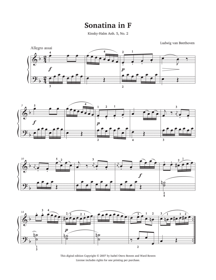 Sonatina in F (arr. Isabel Bowen)