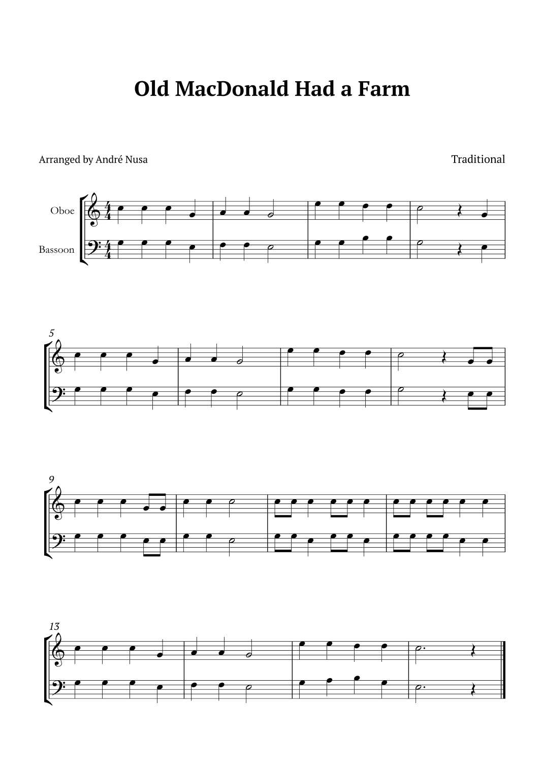 Old MacDonald Had a Farm (arr. André Nusa)