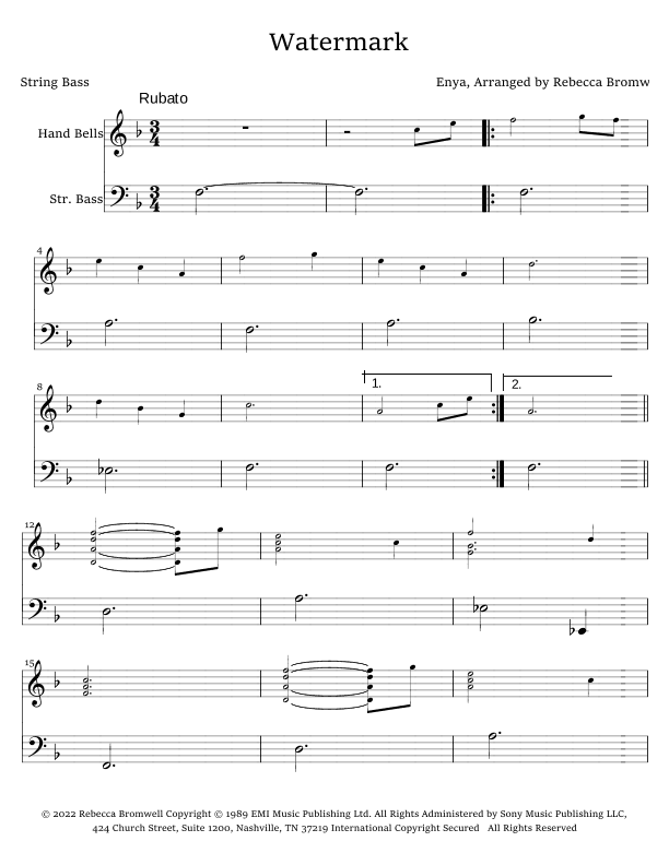 Watermark - Score Only (arr. Rebecca Bromwell)