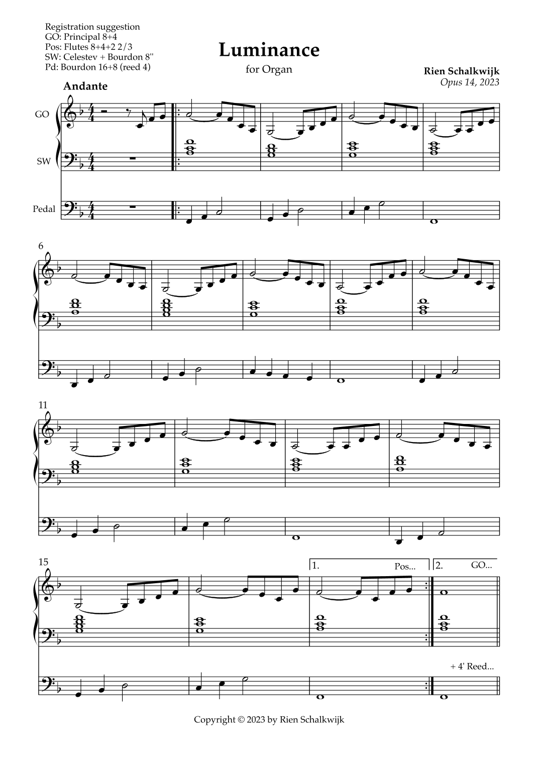 Luminance (for organ), Opus 14