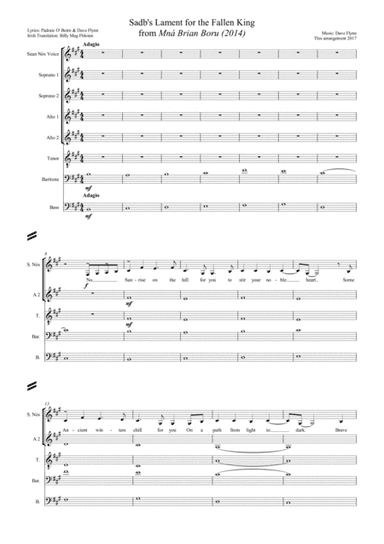 Sadb's Lament for the Fallen King - Mixed Choir and solo Irish sean nos voice