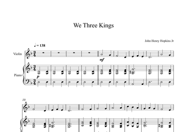 We Three Kings - John Henry Hopkins Jr. (Violin + Piano) (arr. Digital Book Music)