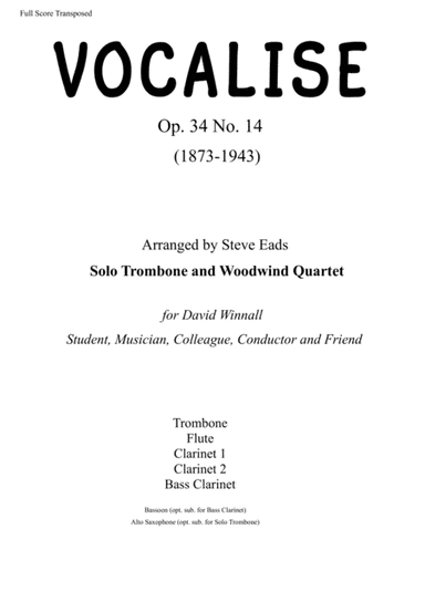 Vocalise - Solo Trombone and Wind Quartet (arr. Steve Eads)