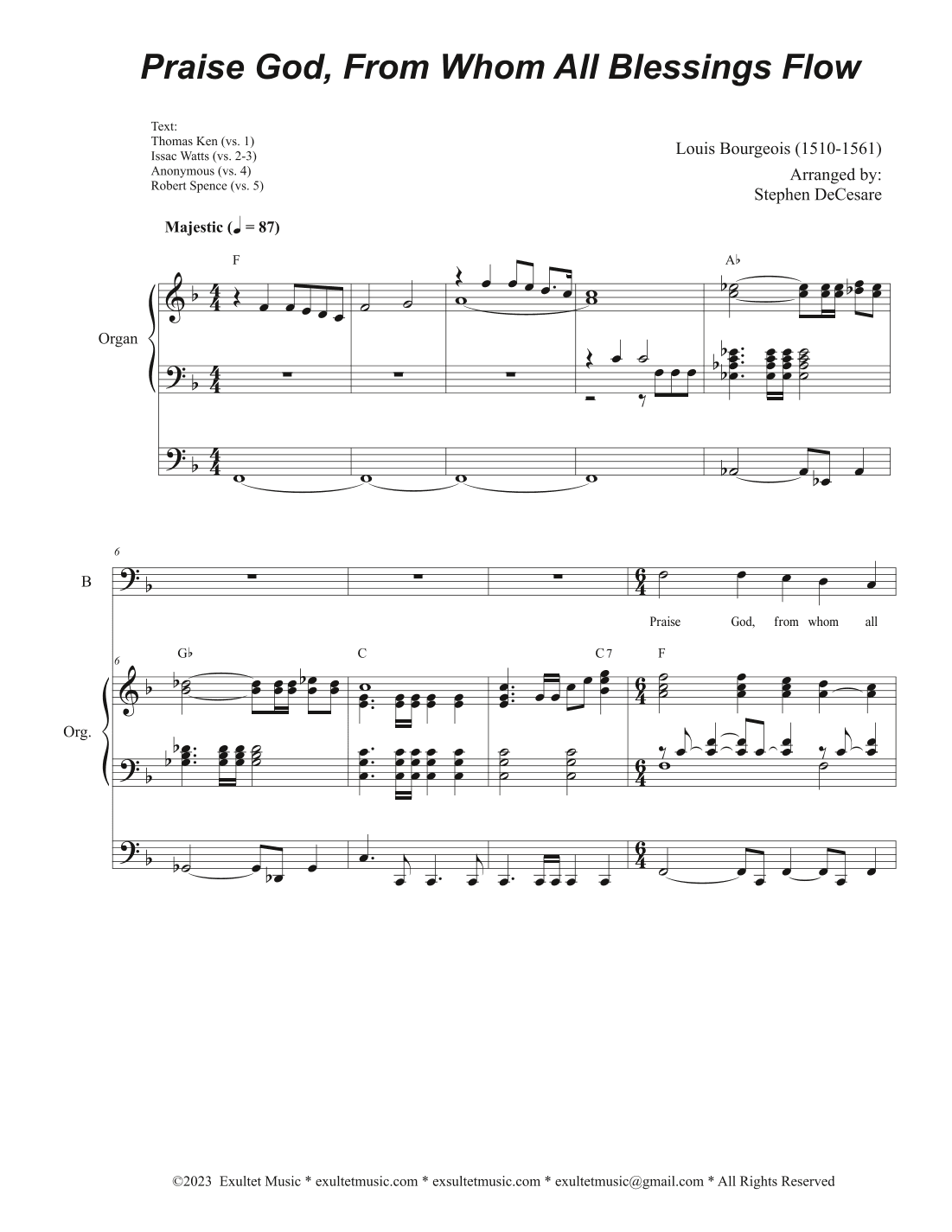 Praise God, From Whom All Blessings Flow (Vocal Trio - (SAB) (arr. Stephen DeCesare)