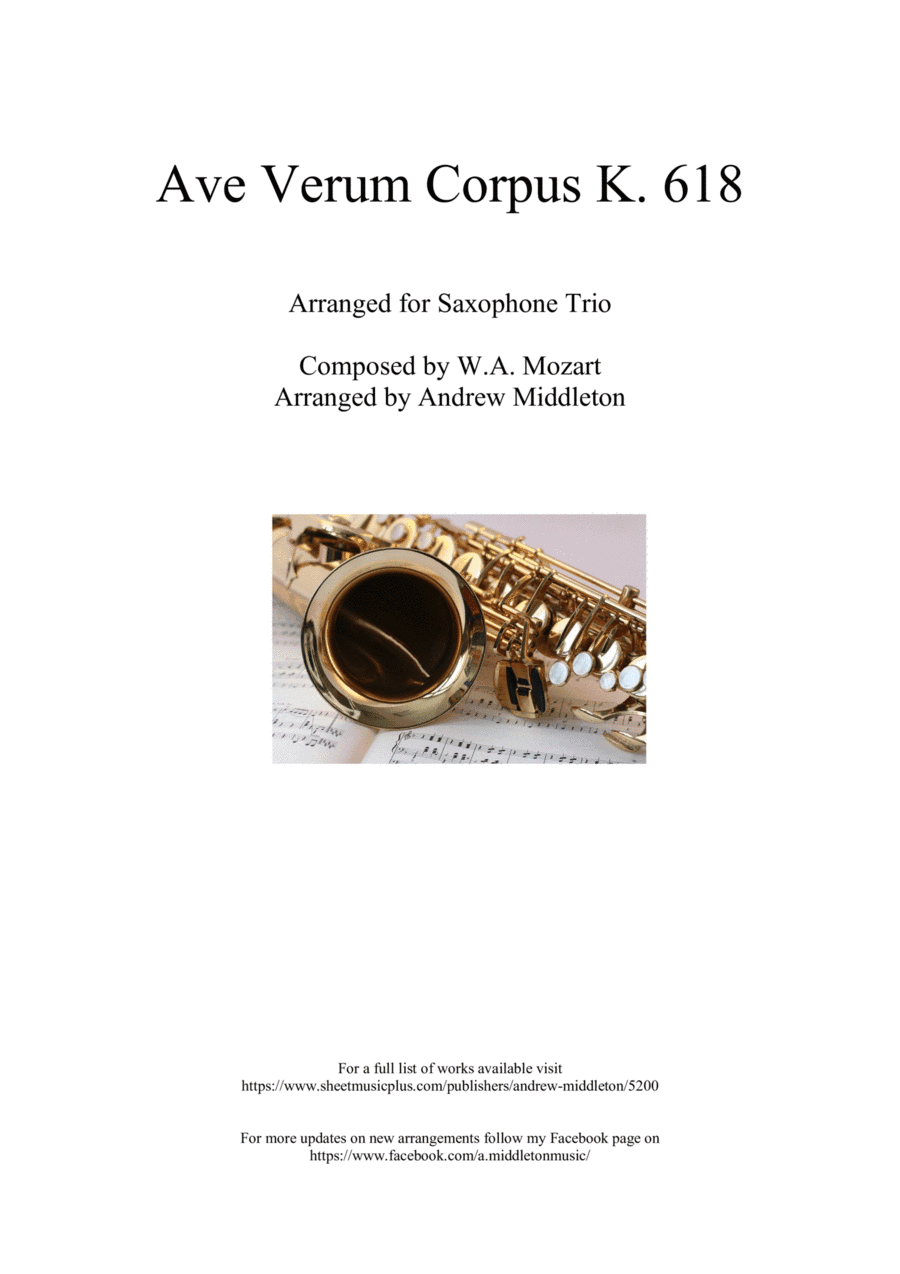 Ave Verum Corpus K. 618 arranged for Saxophone Trio (arr. Andrew Middleton)