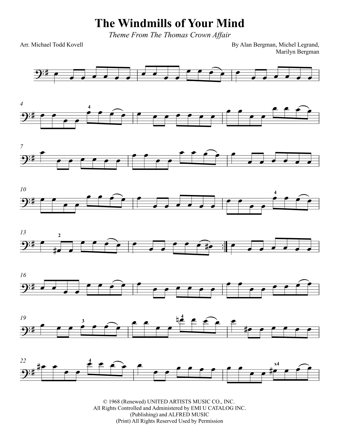 The Windmills Of Your Mind (arr. Michael Todd Kovell)