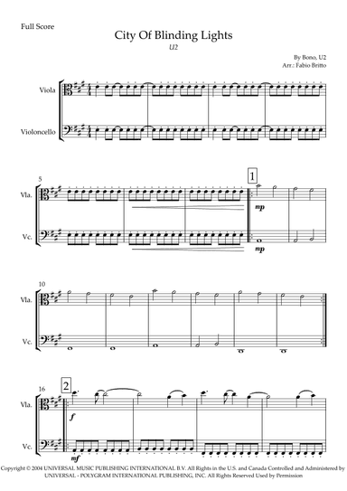 City Of Blinding Lights (arr. Fabio Britto)
