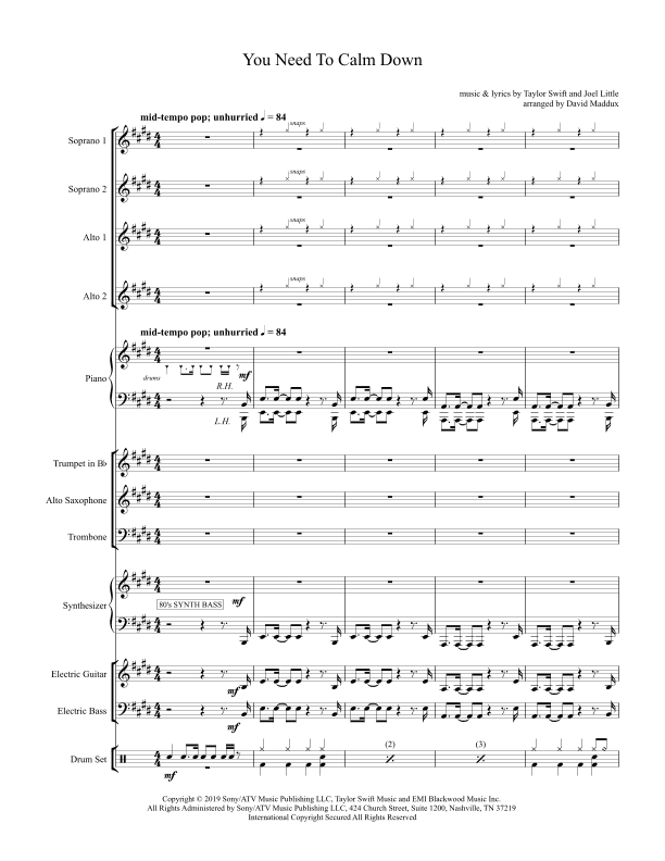 You Need To Calm Down (arr. David Maddux)