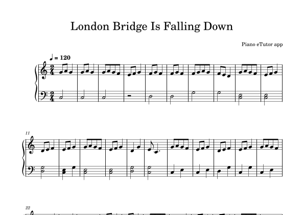 London Bridge Is Falling Down - piano (arr. Piano eTutor app)