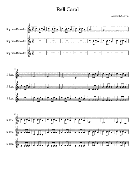 Bell Carol for 3 recorders / flutes (arr. Ruth Galvin)