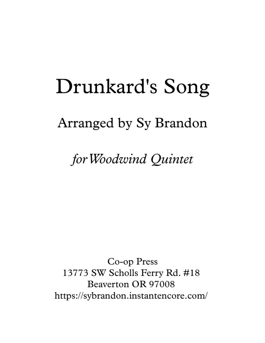 Drunkard's Song for Woodwind Quintet (arr. Sy Brandon)