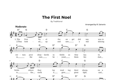 The First Noel (Key of G Major) (arr. R. Salvario)
