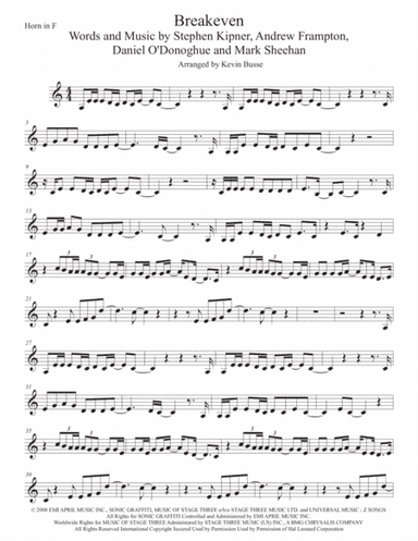 Breakeven (arr. Kevin Busse)