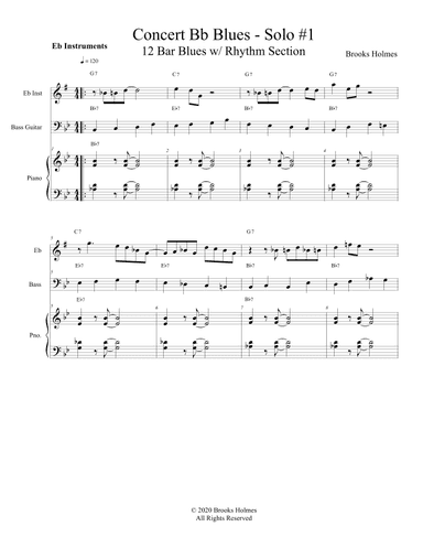 Concert Bb Blues Solo #1 - 12 Bar Blues w/ Rhythm Section - Eb Instruments