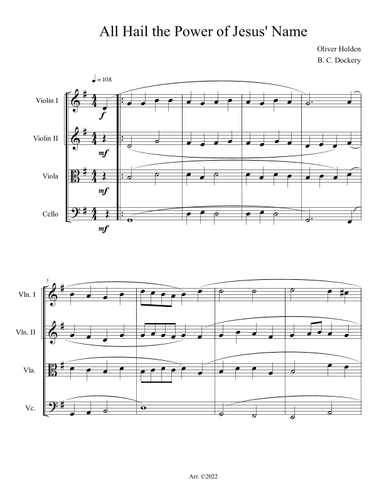 All Hail the Power of Jesus' Name (String Quartet) (arr. B. C. Dockery)