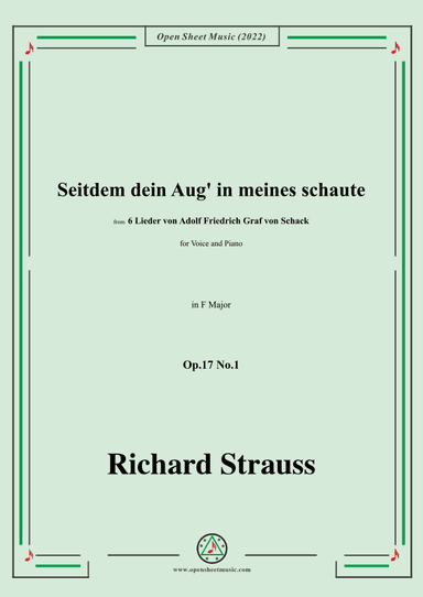 Richard Strauss-Seitdem dein Aug' in meines schaute,in F Major (arr. OSM Press)