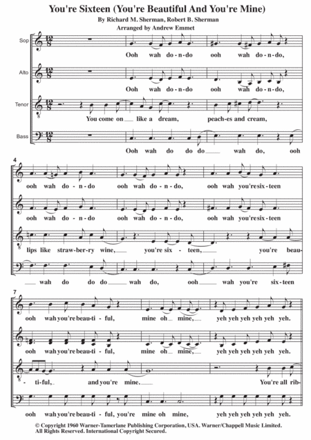 You're Sixteen (you're Beautiful And You're Mine) (arr. Andrew Emmet)