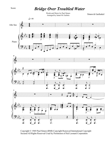 Bridge Over Troubled Water (arr. James M. Guthrie, ASCAP)
