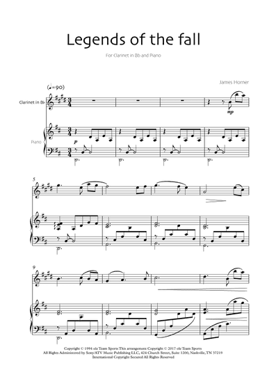 Legends Of The Fall (arr. Robin Wood Editions)