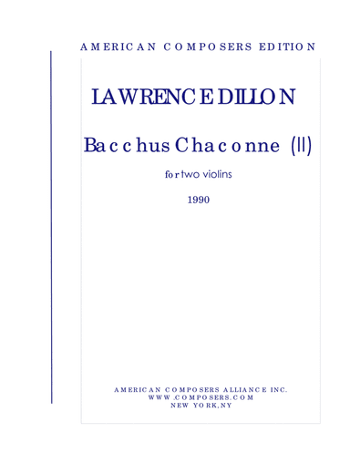 [Dillon] Bacchus Chaconne 2 for 2 violins - score